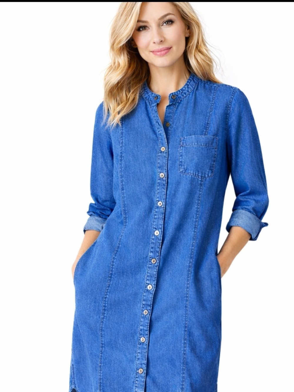 J. Jill XS Denim Shirt Dress Blue Button Front Casual chambray minimalist